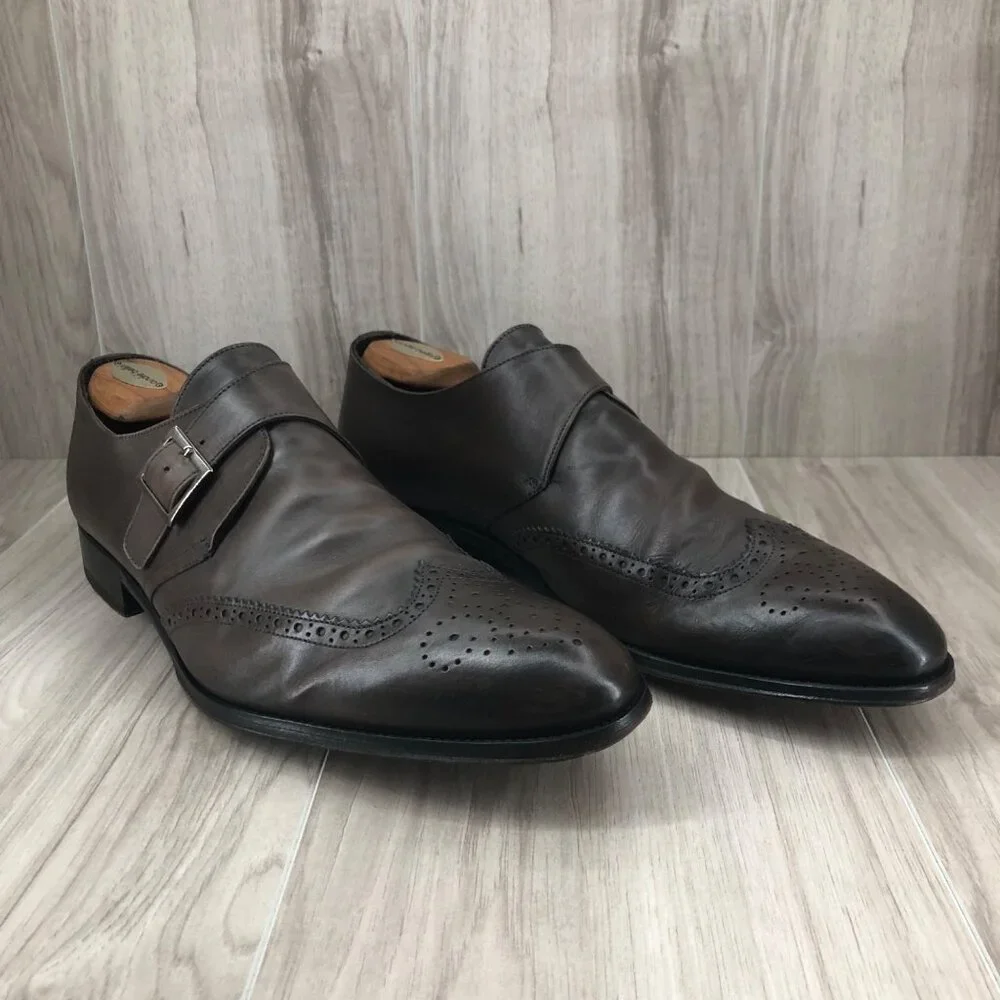 To Boot New York Monk Strap Shoes Men's Size 12 Brown Leather Single Oxfords